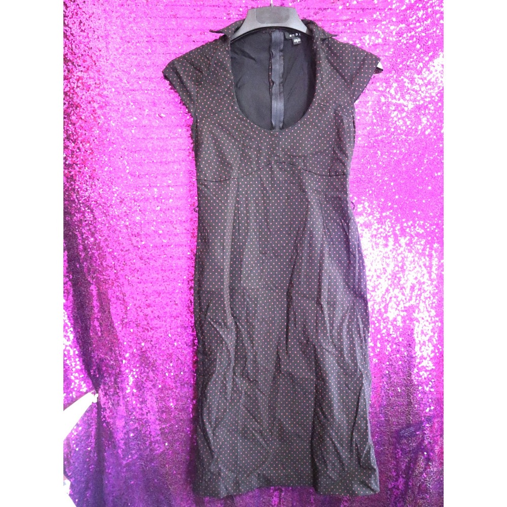 Black Polka Dot Dress Size 3 Snap Women Cap Sleeve Sheath Retro Pinup Rockabilly